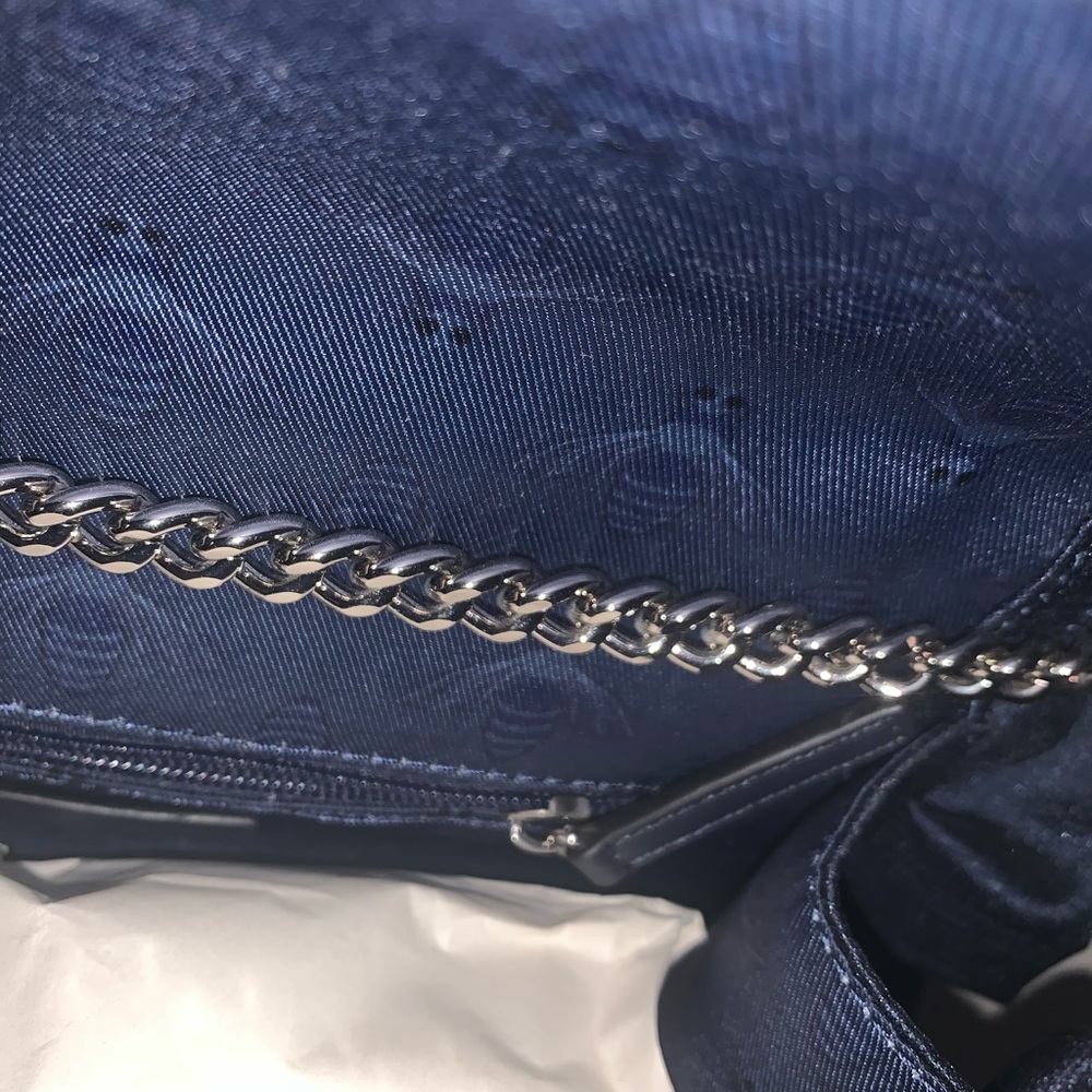 Christian Siriano blue ruffle chain strap bag - Picture 9 of 11